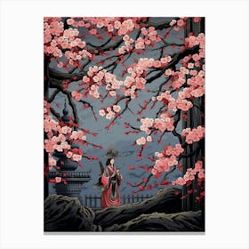 Cherry Blossoms Japanese Style Illustration 12 Canvas Print