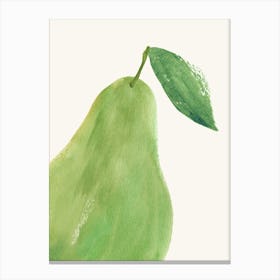 Green Pear Big Watercolor Painting Minimalist Kitchen Print Canvas Print