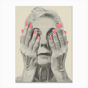 Old Lady With Pink Nails Canvas Print