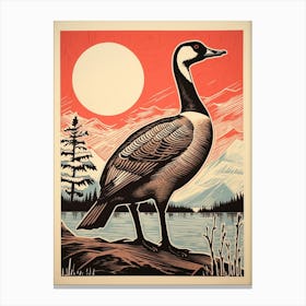Vintage Bird Linocut Canada Goose 1 Canvas Print