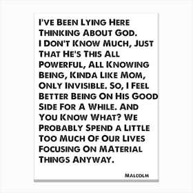 Malcolm In The Middle, Quote, Malcolm, I've Been Lying Here Thinking About God, Wall Art, Wall Print, Print, Canvas Print