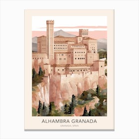 Alhambra Granada Spain Travel Poster Canvas Print