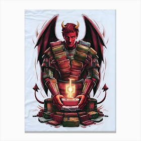 Devil With Books Canvas Print