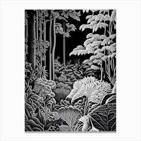 Royal Botanical Gardens, 1, Burlington, Canada Linocut Black And White Vintage Canvas Print