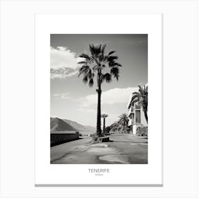 Poster Of Tenerife, Spain, Black And White Analogue Photography 1 Canvas Print