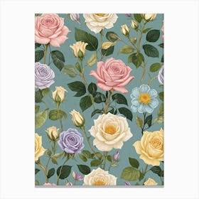 Pastel Rose Pattern Canvas Print