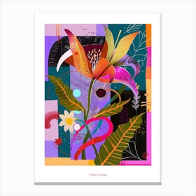 Moonflower 1 Neon Flower Collage Poster Canvas Print