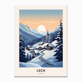 Winter Night  Travel Poster Lech Austria 1 Canvas Print