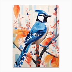Bird Painting Collage Blue Jay 4 Canvas Print