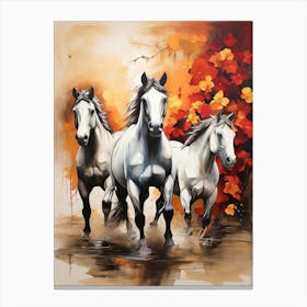 Horses In Autumn Canvas Print