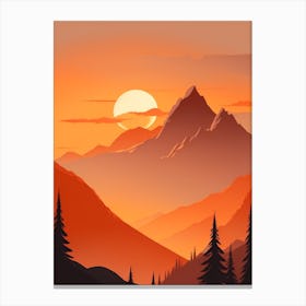 Misty Mountains Vertical Composition In Orange Tone 337 Canvas Print