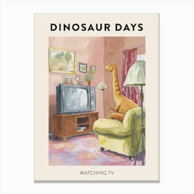 Dinosaur Watching Tv Poster 2 Canvas Print