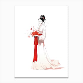 Chinese Woman, lineart Canvas Print