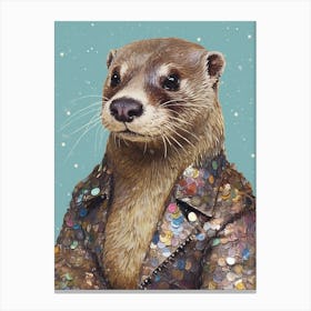 Otter Retro Canvas Print