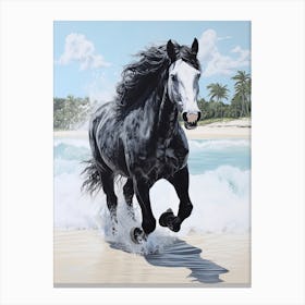 A Horse Oil Painting In Flamenco Beach, Puerto Rico, Portrait 1 Canvas Print