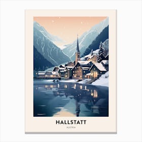 Winter Night  Travel Poster Hallstatt Austria 1 Canvas Print