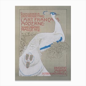 White Peacock Vintage Poster Art Canvas Print