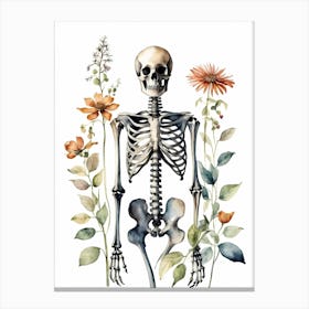 Floral Skeleton Watercolor Painting (27) Canvas Print