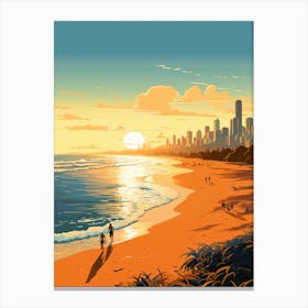 Surfers Paradise Beach Golden Tones 4 Canvas Print