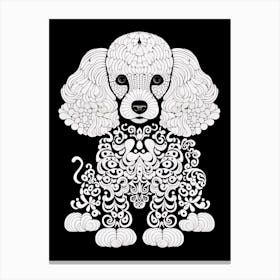 Poodle Dog, Line Drawing 4 Canvas Print