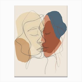 Woman And A Man Kissing Style Abstract Canvas Print