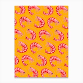 Troupe Of Shrimps Orange Canvas Print