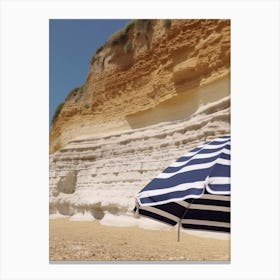Beach Umbrella And Cliffs Summer Photography 1 Canvas Print