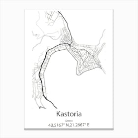 Kastoria,Greece Minimalist Map Canvas Print