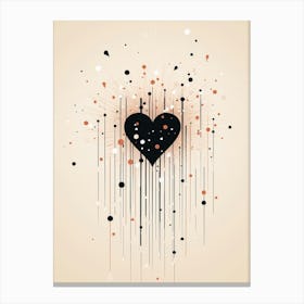 Black & Cream Line Heart 3 Canvas Print