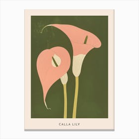 Pink & Green Calla Lily 2 Flower Poster Canvas Print