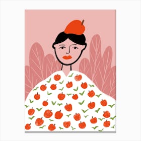 Illustration Of A Woman With Apples Canvas Print