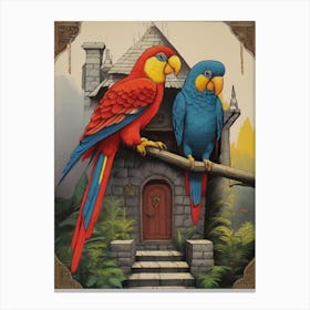 Parrots Of The Castle Canvas Print