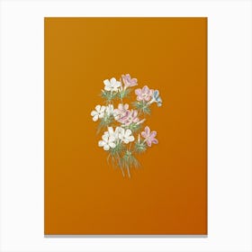 Vintage Thick Flowered Slender Tube Botanical on Sunset Orange n.0645 Canvas Print