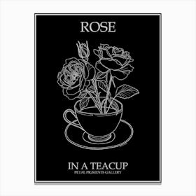 Rose In A Teacup Line Drawing 3 Poster Inverted Canvas Print