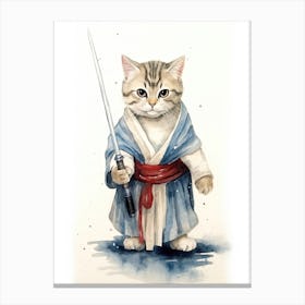 American Shorthair Cat As A Jedi 1 Canvas Print