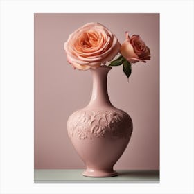 A Vase Of Pink Roses 24 Canvas Print