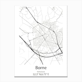 Borne,Netherlands Minimalist Map Canvas Print