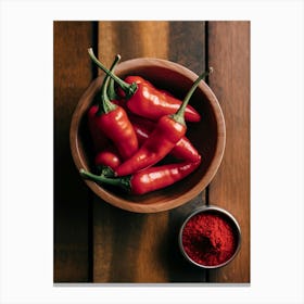 Red Chili Peppers In A Bowl Canvas Print