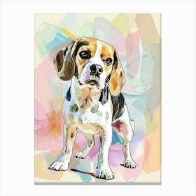 Pastel Beagle Dog Watercolour Line Illustration 3 Canvas Print