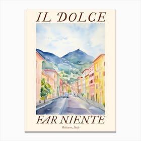 Il Dolce Far Niente Bolzano, Italy Watercolour Streets 2 Poster Canvas Print