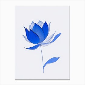 Blue Lotus Minimal Line Drawing 3 Canvas Print