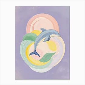 Dolphin In Circles Canvas Print