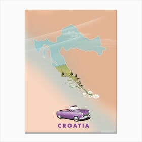 Croatia Vintage travel map Canvas Print