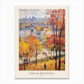 Autumn City Park Painting Parc De Belleville Paris France 2 Poster Canvas Print