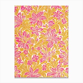 Inca Lily Floral Print Retro Pattern Flower Canvas Print