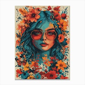 Girl With Flowers Canvas Print