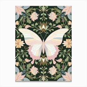 Floral Pattern With Butterfly Vector Style William Morris Canvas Print