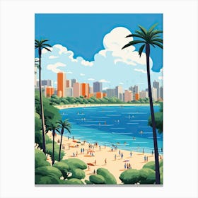 Waikiki Beach Hawaii, Usa, Graphic Illustration 4 Canvas Print