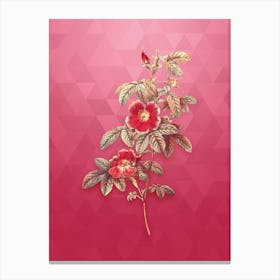 Vintage Single May Rose Botanical in Gold on Viva Magenta n.0598 Canvas Print