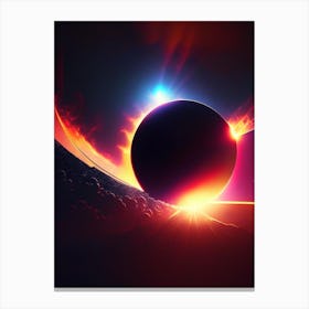Solar Eclipse Neon Nights Space Canvas Print
